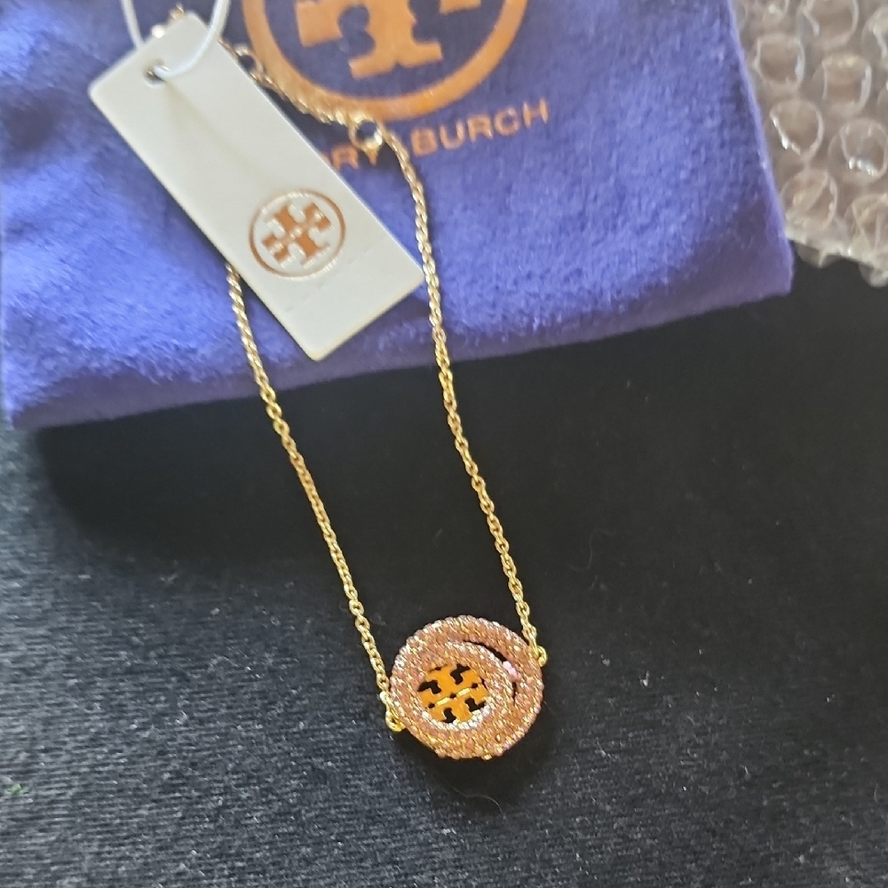 Tory Burch Gold and Orange Pendant Necklace